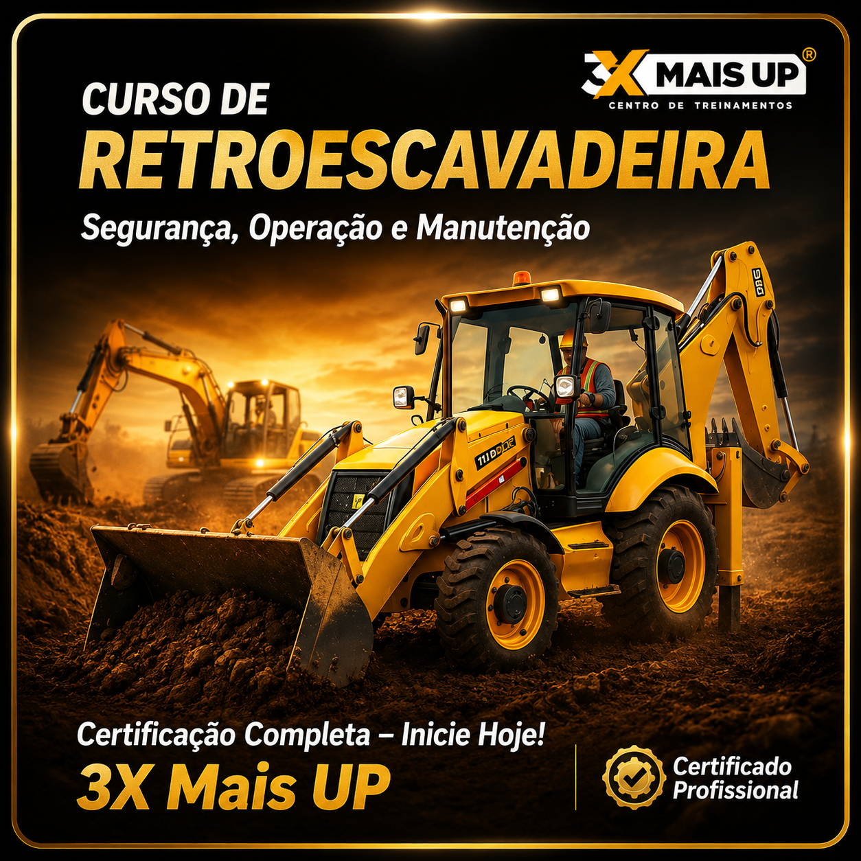 Curso de retroescavadeira da 3X MAIS UP