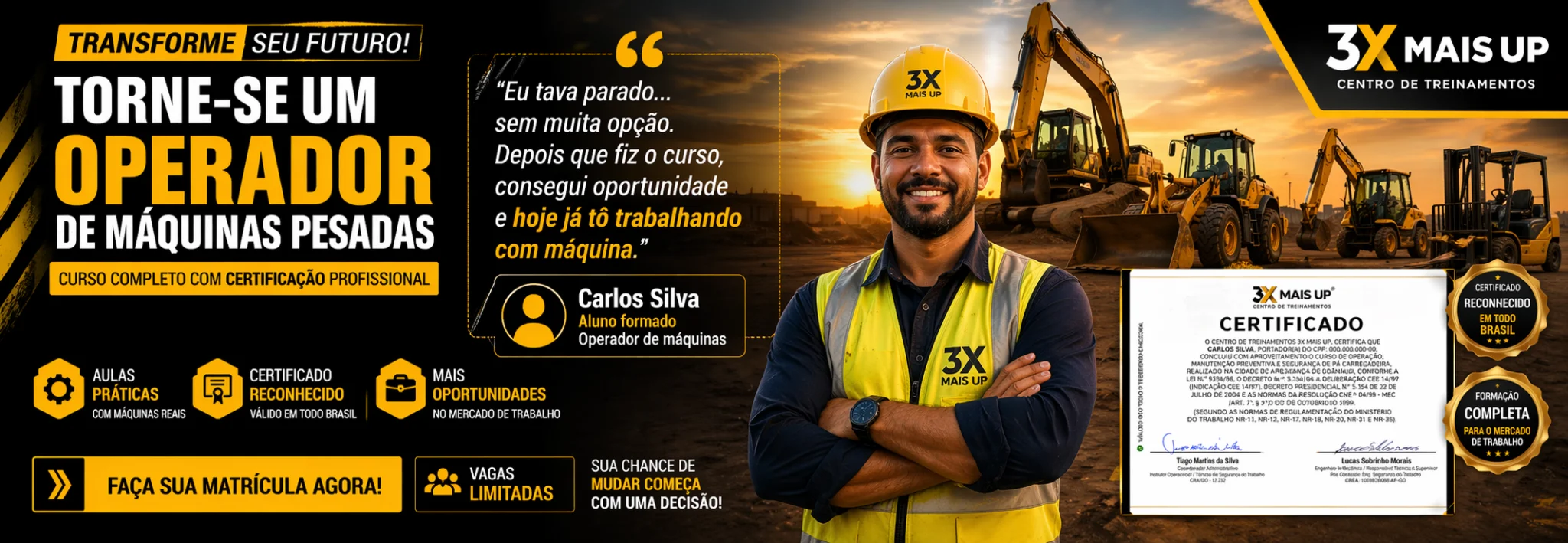 Transforme seu futuro como operador de máquinas pesadas