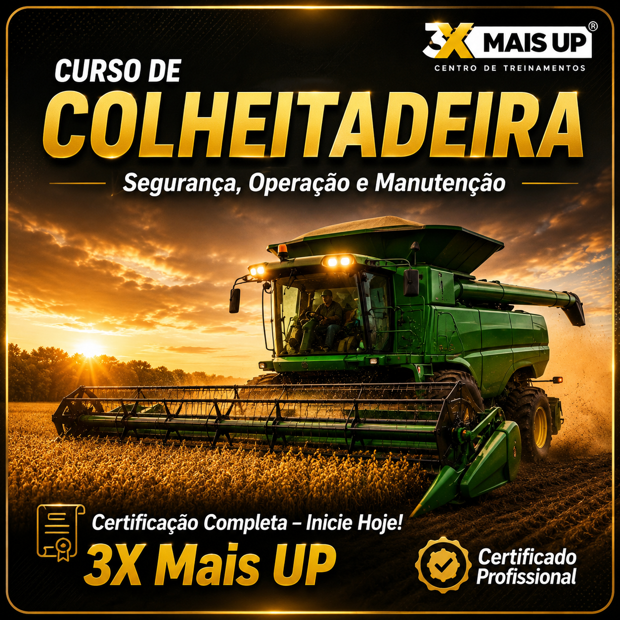 Curso de colheitadeira de grãos da 3X MAIS UP