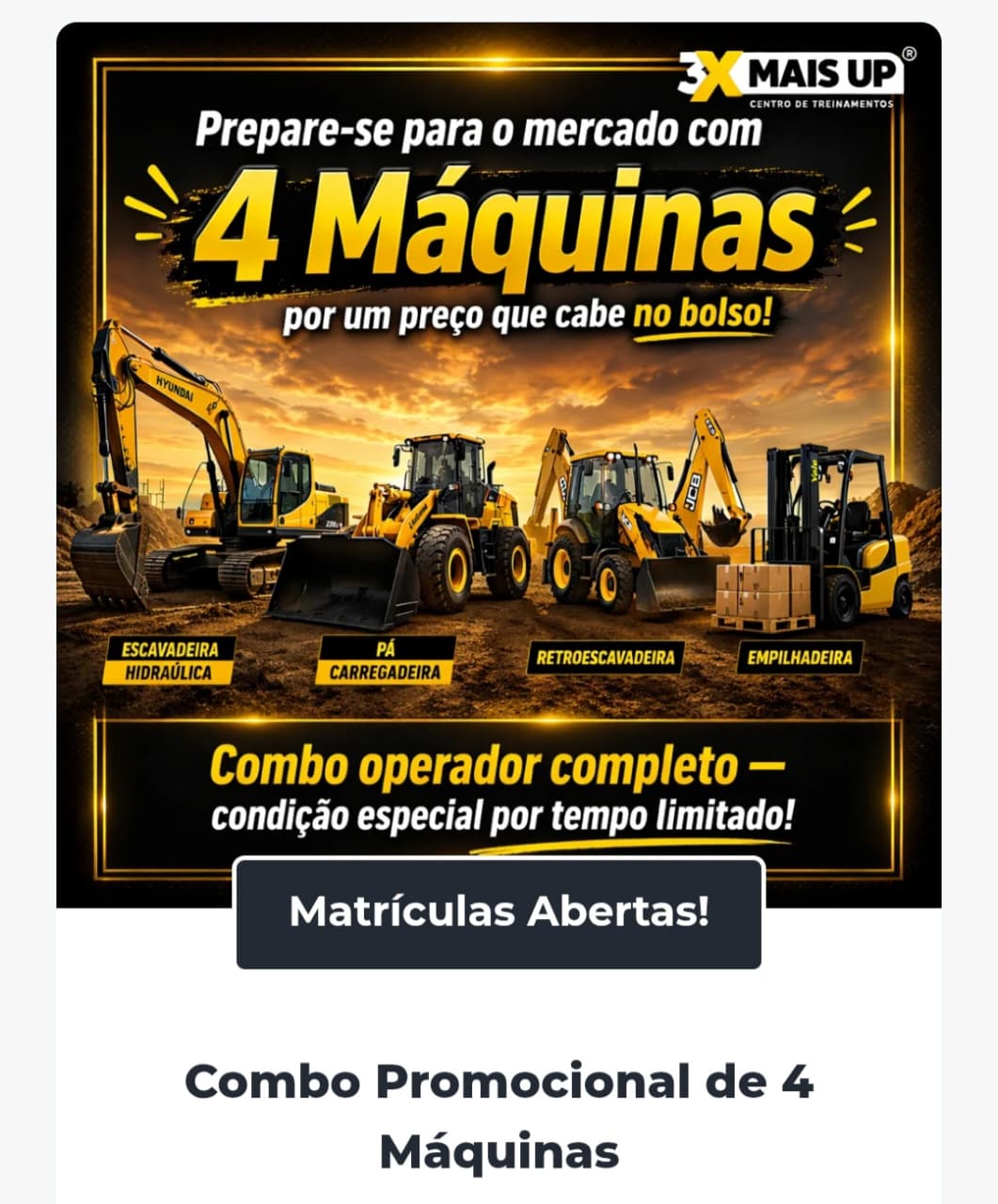 Combo promocional de 4 máquinas da 3X MAIS UP