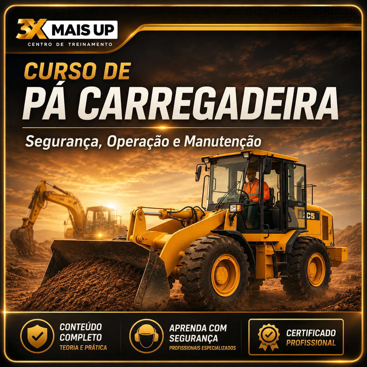 Curso de pá carregadeira da 3X MAIS UP